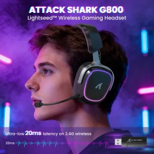 Bežične gaming slušalice Attack Shark G800 50mm/3D Surround/TriMode/Aluminium/Black - Img 4