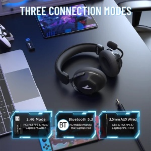 Bežične gaming Slušalice Attack Shark L50Pro 53mm/7.1 Surround/TriMode/1100mAh/Aluminium/Black - Img 3