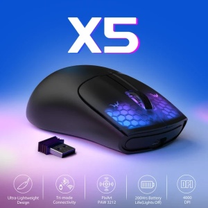 Bežični gaming miš Attack Shark X5 TriMode/Superlight/LongBattery/RGB Click/Ergonomic/Black - Img 2