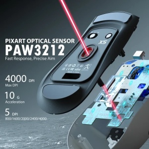 Bežični gaming miš Attack Shark X5 TriMode/Superlight/LongBattery/RGB Click/Ergonomic/White-Black - Img 3