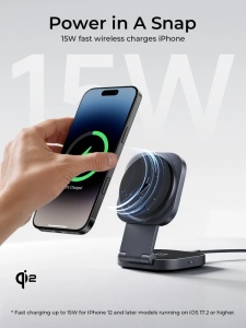 Bežični magnetni punjač za brzo punjenje AUKEY LC-MC211 2-u-1 Qi2 25W - Img 2