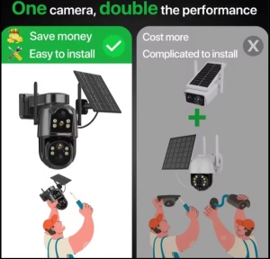 CAM-IP4MP-TQ7 GMB kamera WiFi 4MP(2mp+2mp) H.265 EU Solar Camera, 2 Inch, ICSEE App, 2.8mm, IP66 - Img 3
