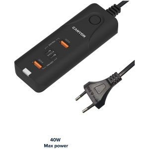 CANYON charger H-10 PD 20W QC 3.0 18W 2USB-A 2USB-C Desk Black CNE-CHA10B - Img 4