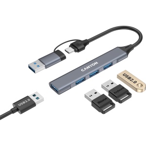 CANYON hub DS-02 4in1 USB-A/C Grey CNS-TDS02G - Img 4