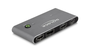 DELOCK USB-C KVM Switch to HDMI and DisplayPort 8K MST with USB 2.0