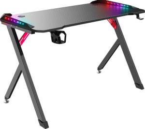 Gaming sto Defender Spirit 75cmx120cmx60cmx15mm/Backlight/držač za čase/crni - Img 3