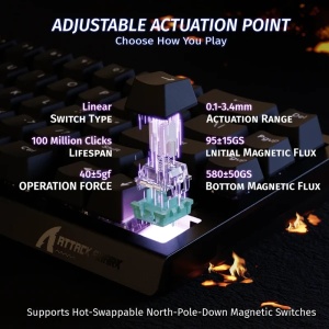 Gaming tastatura Attack Shark X68HE Magnetic Switch/RT/Snap Tap/DKS/MT/TGL/Black - Img 3