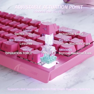 Gaming tastatura Attack Shark X68HE Magnetic Switch/RT/Snap Tap/DKS/MT/TGL/Pink Contour - Img 2