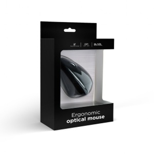 Gembird Ergonomic Optical Mouse 1200-3200 DPI, 6 Buttons, USB, Black, Cable 1.35m MUS-ERGO-01