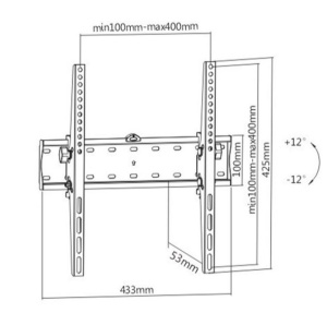 Gembird TV wall mount (tilt), Max. 40kg, 32”-55” WM-55T-02