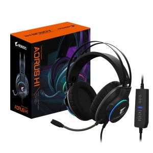 Gigabyte Gaming Headset, Virtual 7.1 Channel Support, 50mm Drivers, RGB Lighting AORUS H1