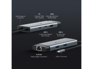 Hub TP-LINK UH6120C USB Type-C 6-Port Hub/1×USB-C/1× HDMI 4K 60Hz Port/1 USB-C PD 100W Port/1× RJ4 - Img 5