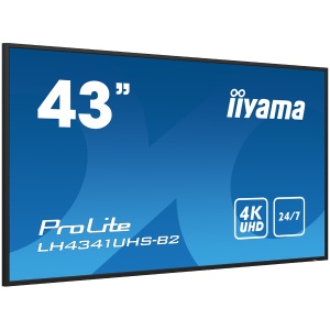 IIYAMA LFD LH4341UHS-B2 43" Professional Digital Signage display with 4K UHD resolution and 24/7 3840x2160 16:9 500cd 1200:1 8ms landscape, portrait LH4341UHS-B2 - Img 2