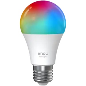 IMOU Color Light Bulb, LED, rated lumens 806 lm, lumen maintenance 93.1 percent, beam angle 220 degree, correlated color temp. 2700 to 6500 K plus 16 million colors, color rendering index 80, 2.4 G WiFi BLE, communication distance 7, lifetime 15000h CL2B-