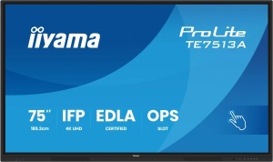 Interaktivni ekran 75" Iiyama TE7513A-B2AG IPS 3840x2160/Android 14/8ms/HDMI/DP