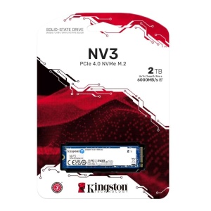 Kingston M.2 NVMe 2TB, 2280, PCIe Gen 4x4, NV3, Read up to 6,000 MB/s, Write up to 5,000 MB/s, (single sided) SNV3S/2000G *