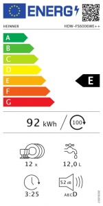 Mašina za pranje sudova HEINNER HDW-FS6006WE++ 12kompleta/6prog/60cm/bela - Img 3