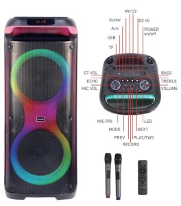 Microlab PT1200W karaoke zvucnik 400W, Bluetooth, LED, 11,1V/7200mAh, TWS, Aux, USB, microSD, + Mic* - Img 2