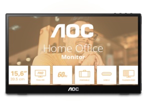 Monitor AOC 16T3EA 15,6"/IPS/1920x1080/60Hz/4ms GtG/USB C/prenosni/crna