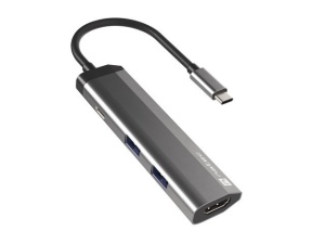 Natec FOWLER SLIM, USB Type-C 3-in-1 Multi-port Adapter (USB3.0 Hub + HDMI + PD), Max. 100W Output, Grey NMP-1984