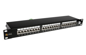 Solarix SX24-6-STP-BK patchcord kabal panel 1U 24x RJ45