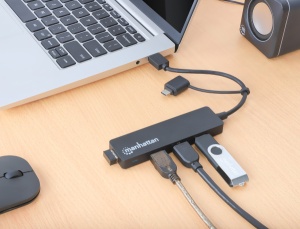 USB-C HUB 4port Manhattan 180863 3.2 G1+USB-C/5Gbps/Crni - Img 3