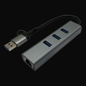 USB LC Power LC-HUB-C-MULTI-9 USB-A/USB-C Hub with 3x USB-A + RJ45 Antracit Black