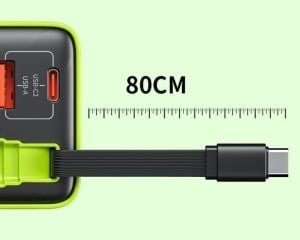 WEKOME WP-U39 Superbrzi Strujni GaN punjač, 2-porta USB (3.0 i 3.1 tip C) 65W sa displlejom i USB 3.1 tip C kablom 0.8m, žuti - Img 3