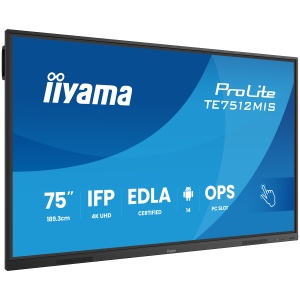 75" iiWare13E , Android 14, 8/128GB, 40-Points PureTouch IR with Zero Gap - Air bonding, 3840x2160, UHD VA panel, Fan-less, Speakers 2x 20W front, VGA, HDMI 2x HDMI-out, 2x USB-C max 65W PD), Audio mini-jack and Optical Out (S/PDIF), USB Touch Interf TE75 - Img 2