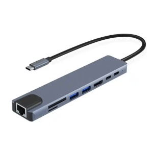 Adapter Tip C 8/1 4K HDMI/USBx2/SD/TF/USB-C/PD/Lan KT-801G Kettz - Img 3