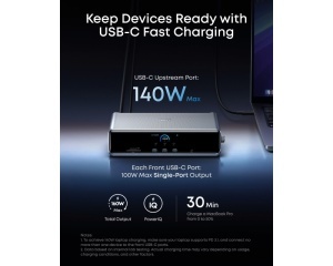 ANKER Prime Docking Stanica 140W, 14u1, Display Link, siva - Img 3