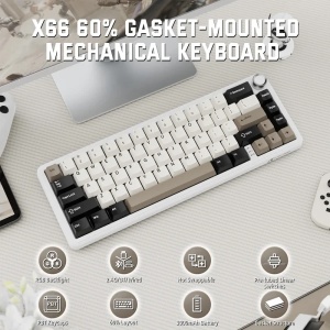 Bežična gaming tastatura Attack Shark X66 Mehanička/TriMode/Multimedia Control/Hot Swap/Cheese White - Img 3
