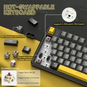 Bežična gaming tastatura Attack Shark X87 Mehanička/TriMode/4000mAh/Hot Swap/Star Black - Img 3