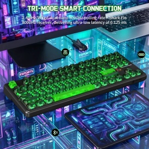 Bežična gaming tastatura Attack Shark X87 Ultra Mehaniča/8KHz/Tri-Mode/Dot-Matrix Screen/Shadow Jade - Img 4