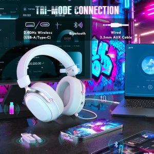 Bežične gaming slušalice Attack Shark L30PRO 50mm/7.1 Surround/TriMode/Aluminium/1100mAh/White - Img 4