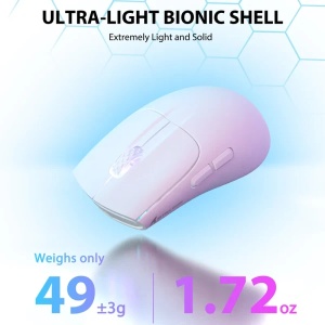 Bežični gaming miš Attack Shark X5 TriMode/Superlight/LongBattery/RGB Click/Ergonomic/White - Img 2