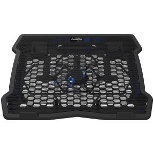 CANYON NS02, Cooling stand single fan with 2x2.0 USB hub, support up to 10”-15.6” laptop, ABS plastic and iron, Fans dimension:125*125*15mm(1pc), DC 5V, fan speed: 800-1000RPM, size:340*265*30mm, 406g CNE-HNS02 - Img 1