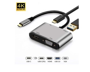FAST ASIA Adapter-konvertor TIP C na HDMI 4K+VGA+1xUSB 3.0+TIP C *