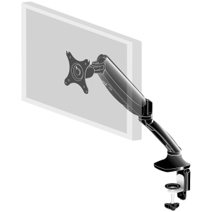 Flexible desk mount for single monitor with height adjustable gas spring. Deskmount with clamp or grommet. Monitor size 10~27", VESA 75x75 or 100x100mm, 1~5kg DS3001C-B1 - Img 2