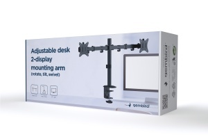 Gembird Adjustable Desk 2-Display Mounting Arm, Max. 9kg (per screen), 17”-32” MA-D2-03