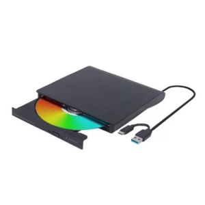 Gembird DVD±RW External Drive 8X, USB Type-C/TypeA (m), USB 3.1 Gen.1, Dual Layer, USB powered, Black DVD-USB-031