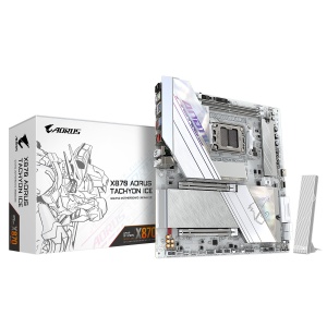 Gigabyte AM5, AMD X870, 2x DDR5 DIMM (DDR5 OC up to 9600MT/s) , Ultra-Fast Storage : 3x M.2 slots, including 1x PCIe 5.0 x4, AORUS AI SNATCH : Auto-Overclocking Software by AI models, Extended Connectivity : USB4 Type-C with DP-Alt X870 A TACHYON ICE