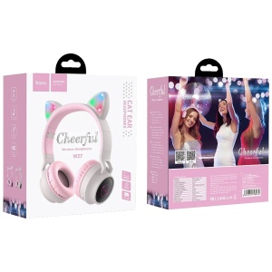 hoco. Bežične stereo slušalice, Bluetooth v5.0, 300mAh - W27 Cat Ear Gray - Img 3
