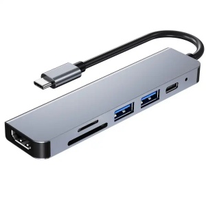 Kettz KT-601G Tip C HUB 61 4K HDMI USB x 2 SDTF PD 87W