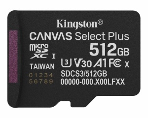 KINGSTON Memorijska kartica U3 V30 microSDXC 512GB Canvas Select Plus G3 150R SDCS3/512GBSP