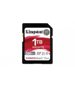 Kingston SD Card 1TB, Canvas React Plus V60 Professional, SDXC Class10 UHS-II U3 V60, Up to 280MB/s read and 150MB/s write, for Full HD/2K/4K video recording SDR2V6/1TB