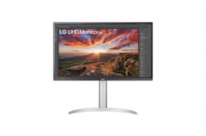LG 27” UltraFine IPS 4K UHD 3840x2160@60Hz, 16:9, 1200:1, 5ms, 400 cd/m², 178º/178º, HDR 10, 2 HDMI, 1 DP, 1 USB-C, 2 USB Downstream Port 3.0, 5W x 2, VESA 100x100 mm, Height, Pivot, Tilt, Black/silver, 3yw 27UP850K-W