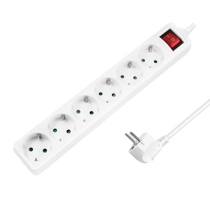 Logilink produžni kabl 6 mesta, prekidač, 1.5m, beli