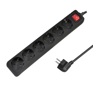 Logilink produžni kabl 6 mesta, prekidač, 1.5m, crni - Img 1