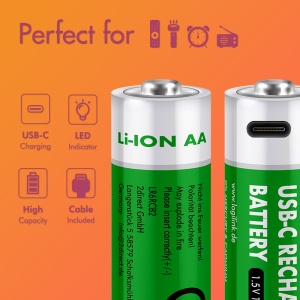Logilink punjive baterije AA 1.5V 1850 mAh / 2775 mWh, type c, 2 kom - Img 3